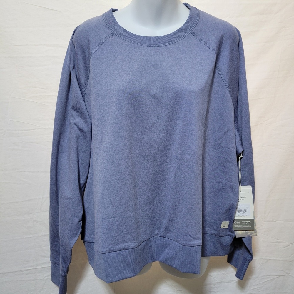Vuori NWT Women's Long Sleeve Halo Crew Blue Heron Heather Size XL VW241